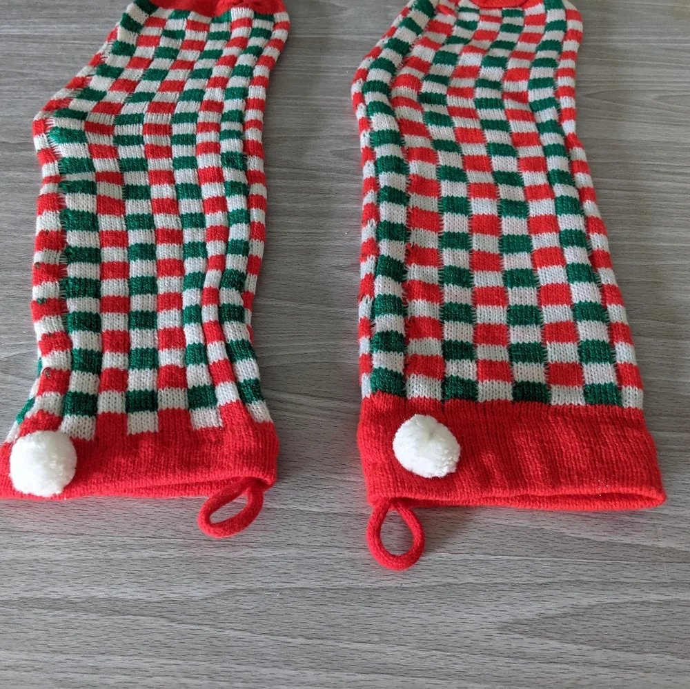 Vintage Pair Knit Checked Christmas Stockings